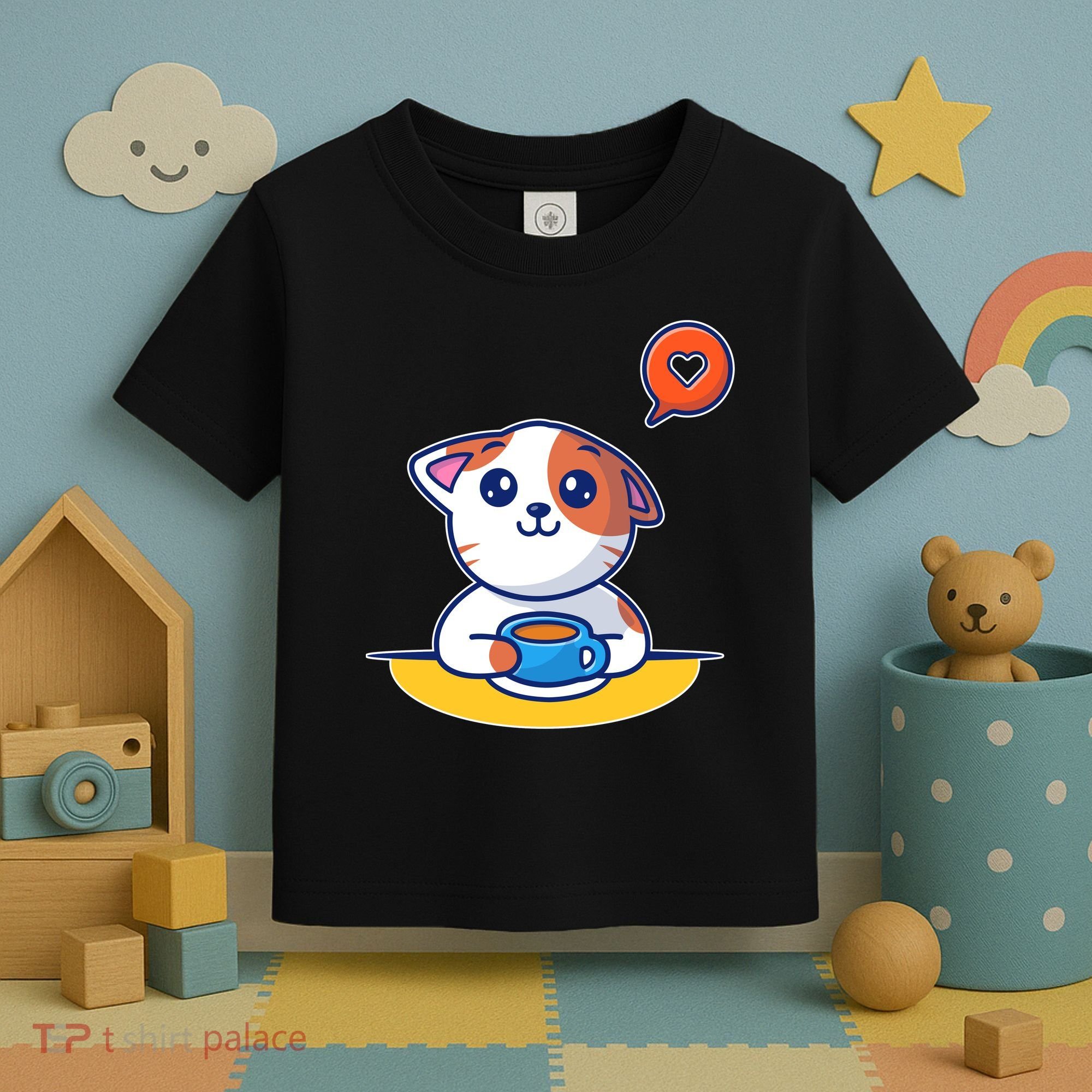 Coffee Cat Hollow Heart Toddler T-Shirt