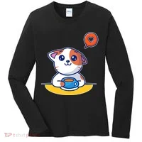 Coffee Cat Hollow Heart Women's Long Sleeve Shirt thumb 0