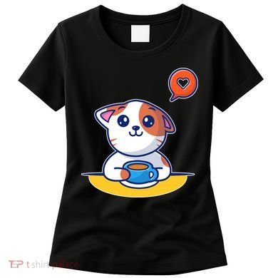 Coffee Cat Hollow Heart Women's T-Shirt