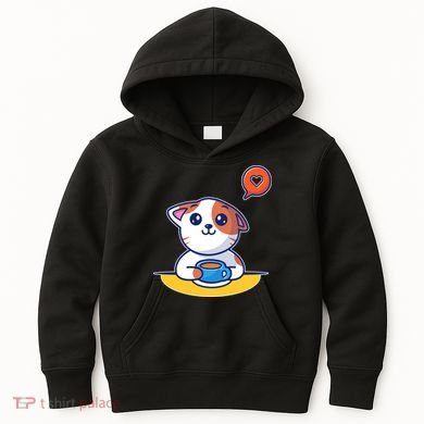Coffee Cat Hollow Heart Kids Hoodie