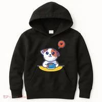Coffee Cat Hollow Heart Kids Hoodie thumb 0