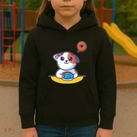 Coffee Cat Hollow Heart Kids Hoodie thumb 3