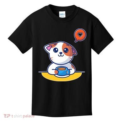 Coffee Cat Hollow Heart Kids T-Shirt