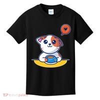 Coffee Cat Hollow Heart Kids T-Shirt thumb 0