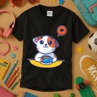 Coffee Cat Hollow Heart Kids T-Shirt thumb 3