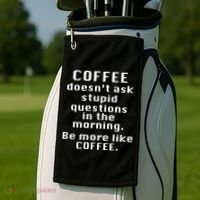 Coffee Doesn't Ask Stupid Questions Golf Towel thumb 2