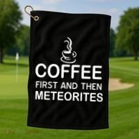 Coffee First And Then Meteorites Golf Towel thumb 1