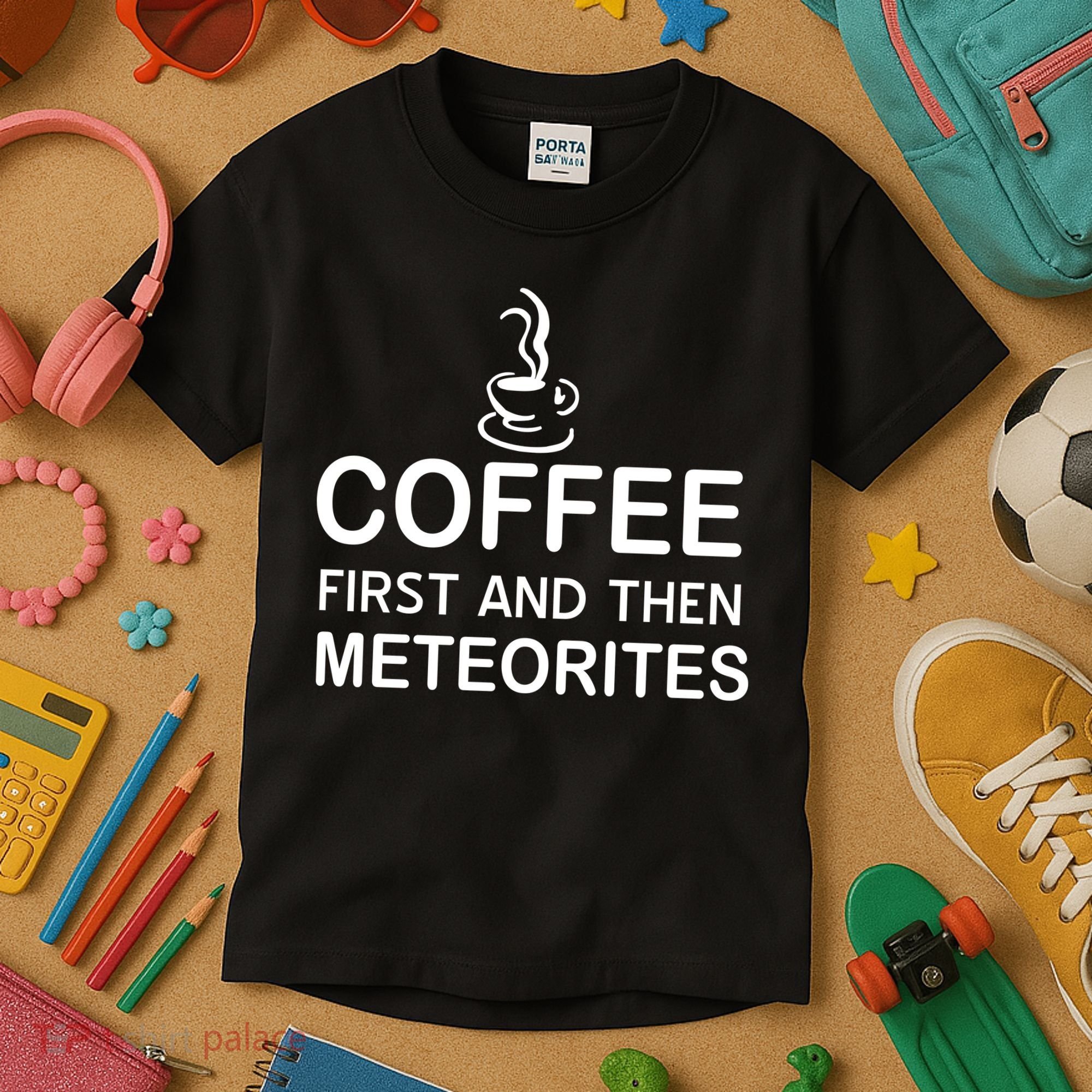 Coffee First And Then Meteorites Kids T-Shirt