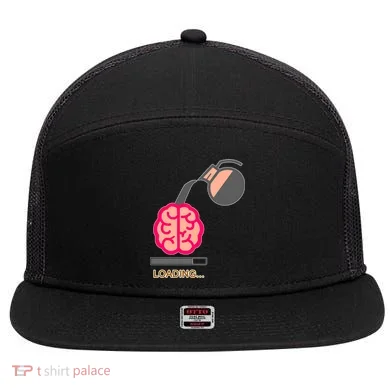 Coffee Loading Brain 7 Panel Mesh Trucker Snapback Hat