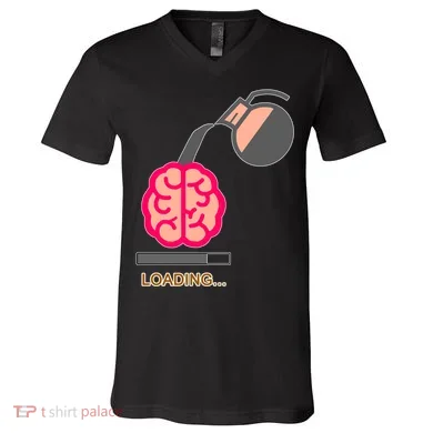 Coffee Loading Brain V-Neck T-Shirt