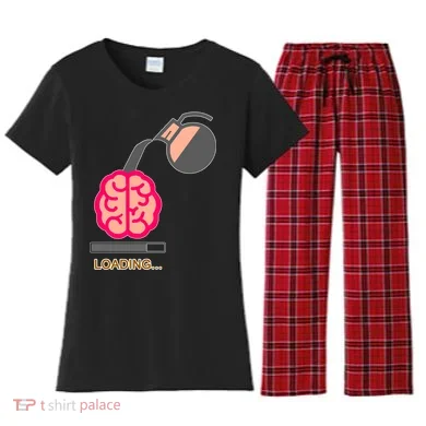 Coffee Loading Brain Women's Flannel Pajama Set
