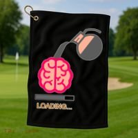 Coffee Loading Brain Golf Towel thumb 1