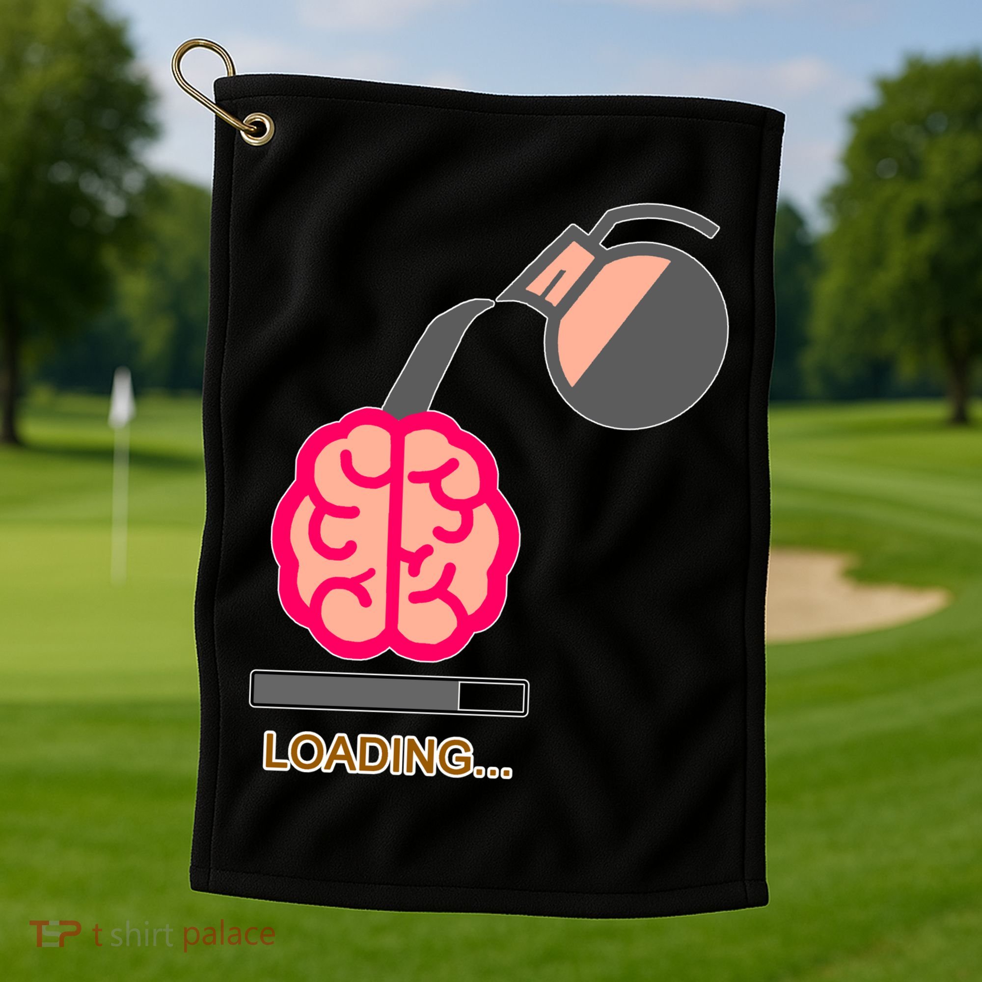 Coffee Loading Brain Golf Towel