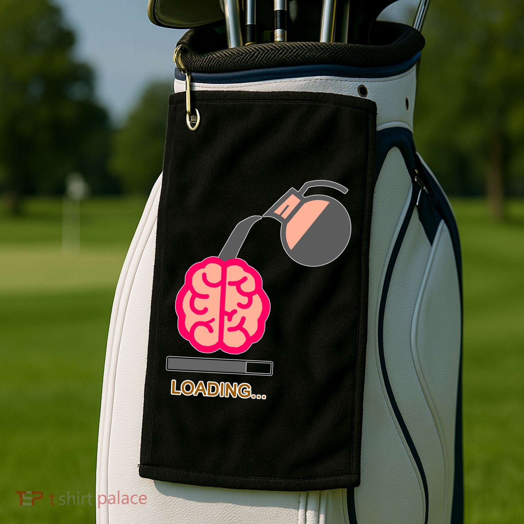 Coffee Loading Brain Golf Towel