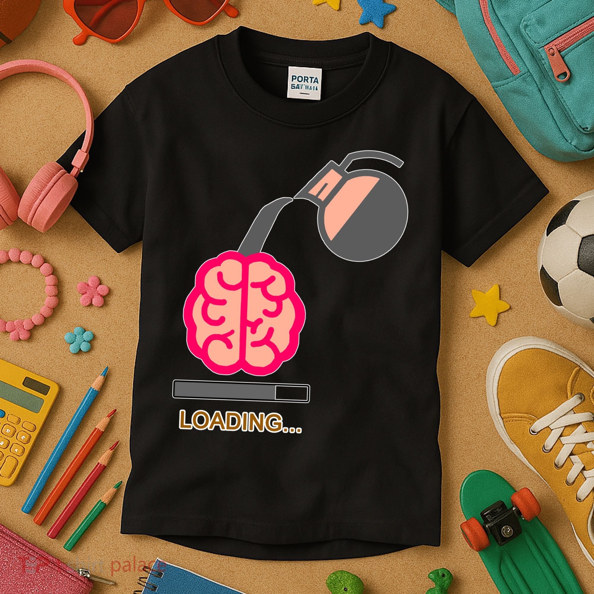 Coffee Loading Brain Kids T-Shirt