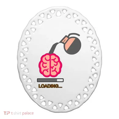 Coffee Loading Brain Ceramic Ornament