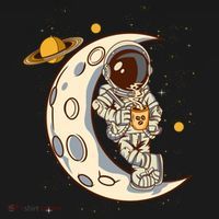 Coffee Loving Space Astronaut Moon Crest Backpack thumb 2