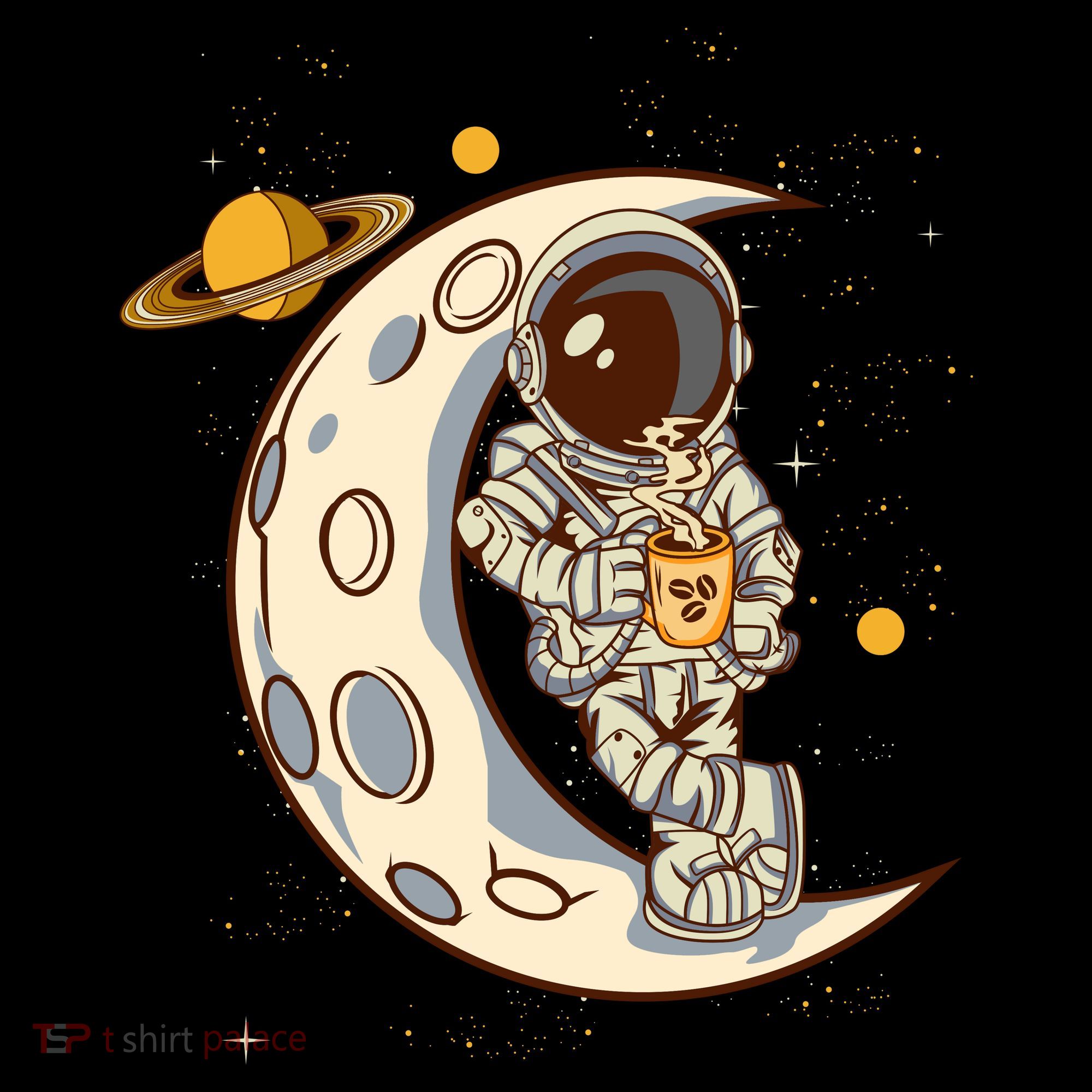 Coffee Loving Space Astronaut Moon Crest Backpack