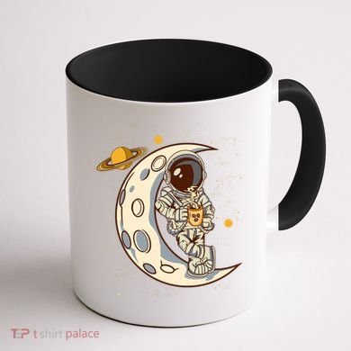 Coffee Loving Space Astronaut Moon Crest Coffee Mug back