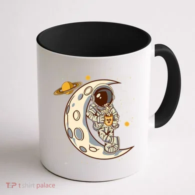 Coffee Loving Space Astronaut Moon Crest Coffee Mug back