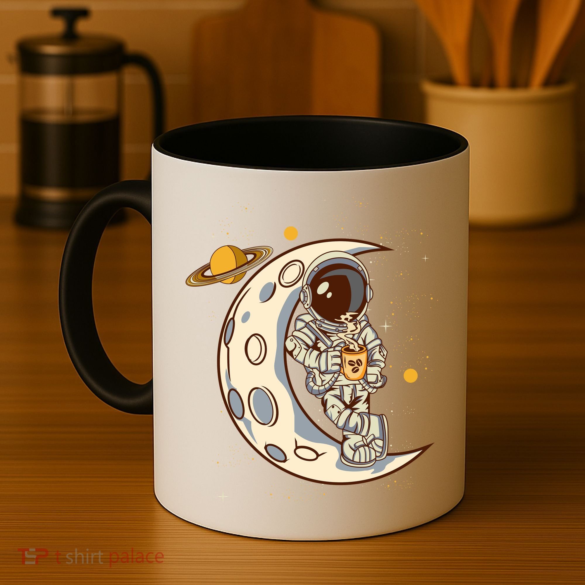 Coffee Loving Space Astronaut Moon Crest Coffee Mug