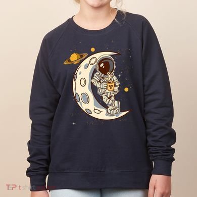 Coffee Loving Space Astronaut Moon Crest Women's Sweatshirt