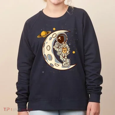 Coffee Loving Space Astronaut Moon Crest Women's Sweatshirt