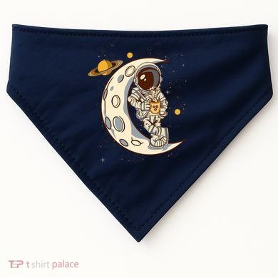 Coffee Loving Space Astronaut Moon Crest USA-Made Doggie Bandana