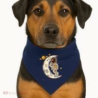 Coffee Loving Space Astronaut Moon Crest USA-Made Doggie Bandana thumb 1