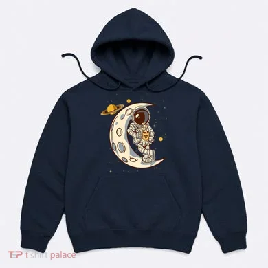 Coffee Loving Space Astronaut Moon Crest Hoodie