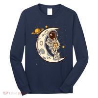 Coffee Loving Space Astronaut Moon Crest Long Sleeve Shirt thumb 0
