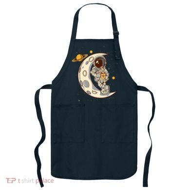 Coffee Loving Space Astronaut Moon Crest Apron