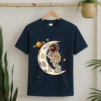 Coffee Loving Space Astronaut Moon Crest T-Shirt thumb 2