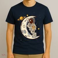 Coffee Loving Space Astronaut Moon Crest T-Shirt thumb 3