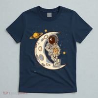 Coffee Loving Space Astronaut Moon Crest T-Shirt thumb 5