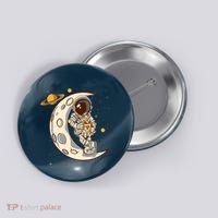 Coffee Loving Space Astronaut Moon Crest Button thumb 0