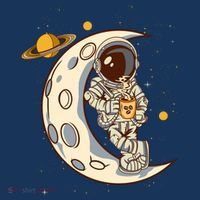 Coffee Loving Space Astronaut Moon Crest Bucket Hat thumb 4