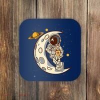 Coffee Loving Space Astronaut Moon Crest Coaster thumb 0