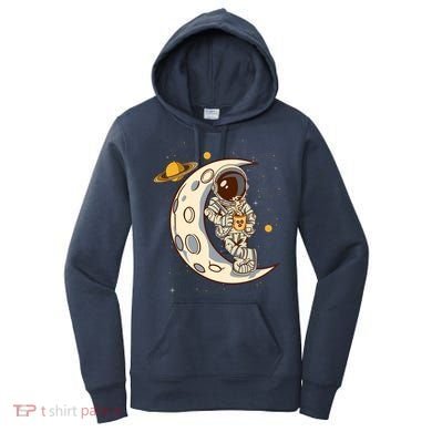 Coffee Loving Space Astronaut Moon Crest Women's Hoodie