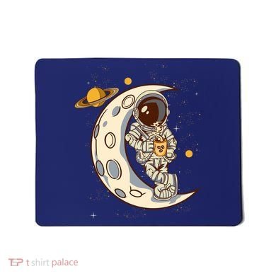 Coffee Loving Space Astronaut Moon Crest Mousepad