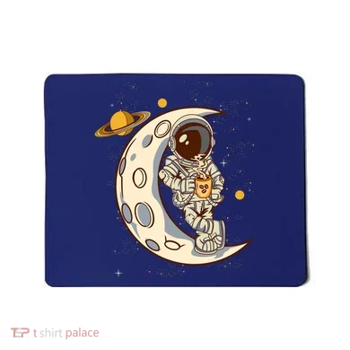 Coffee Loving Space Astronaut Moon Crest Mousepad