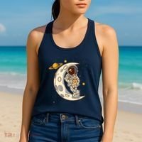 Coffee Loving Space Astronaut Moon Crest Women's Tank Top thumb 2