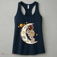 Coffee Loving Space Astronaut Moon Crest Women's Tank Top thumb 3