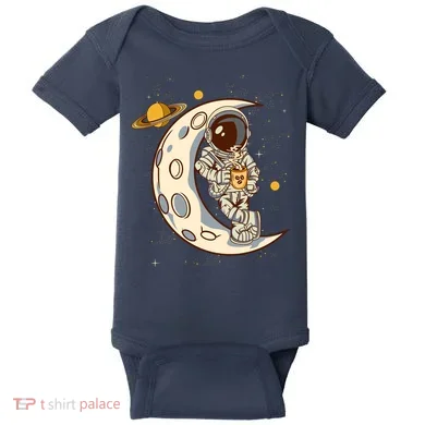 Coffee Loving Space Astronaut Moon Crest Baby Bodysuit
