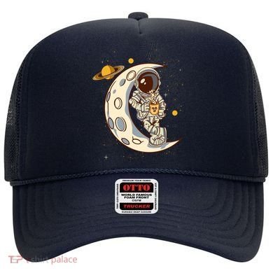 Coffee Loving Space Astronaut Moon Crest Hat