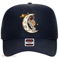 Coffee Loving Space Astronaut Moon Crest Hat thumb 0