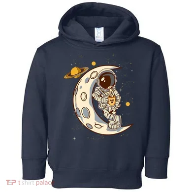 Coffee Loving Space Astronaut Moon Crest Toddler Hoodie