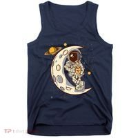 Coffee Loving Space Astronaut Moon Crest Tank Top thumb 0