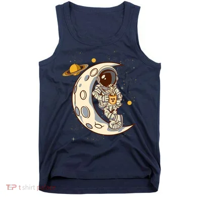 Coffee Loving Space Astronaut Moon Crest Tank Top