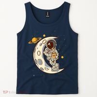 Coffee Loving Space Astronaut Moon Crest Tank Top thumb 2